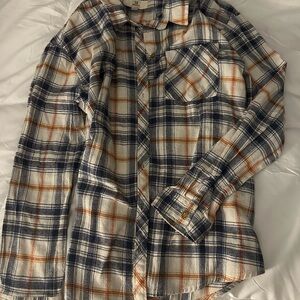 Thread & Supply Button Up in Cream, Navy & Rust Medium